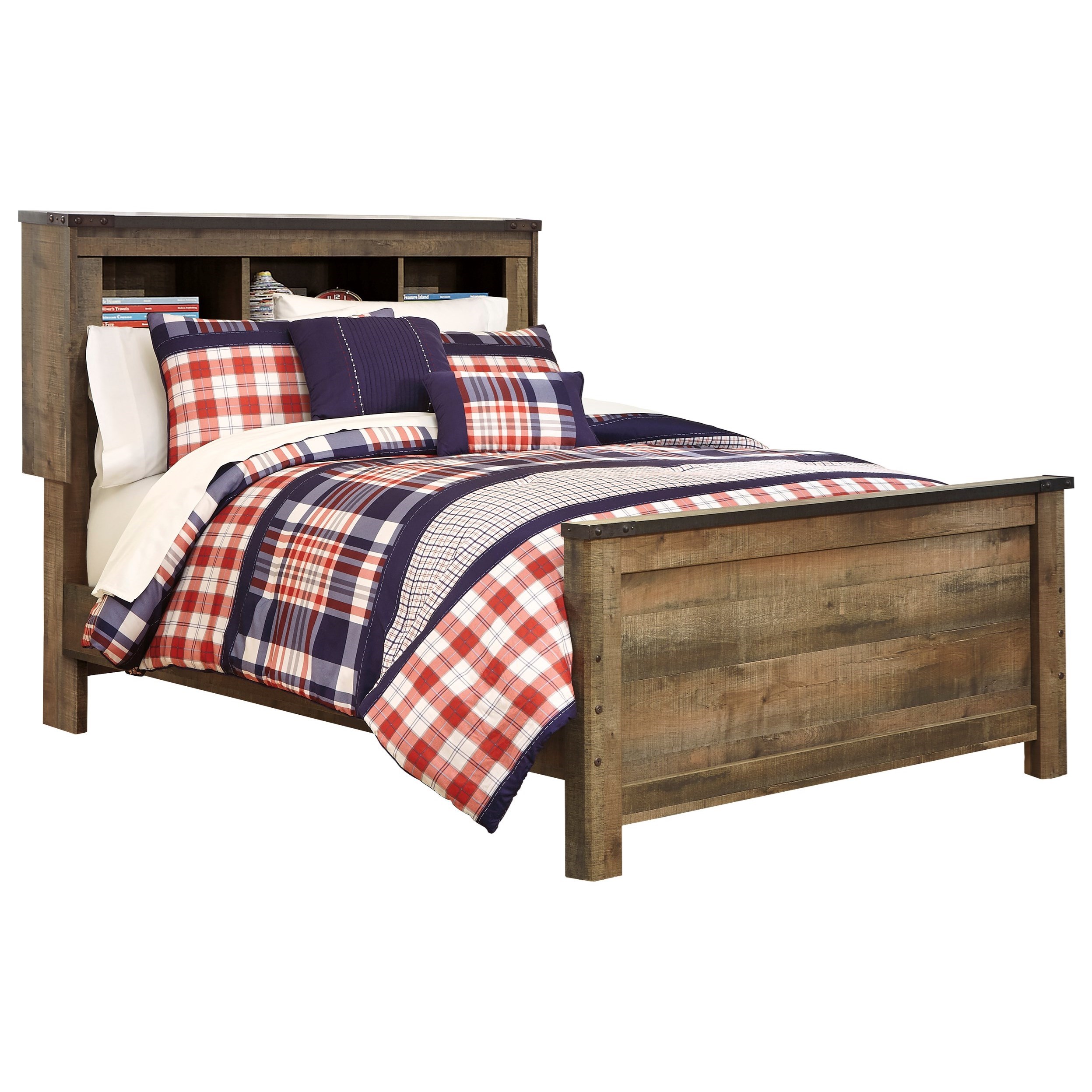 Signature Design By Ashley Trinell Rustic Look Full Bookcase Bed