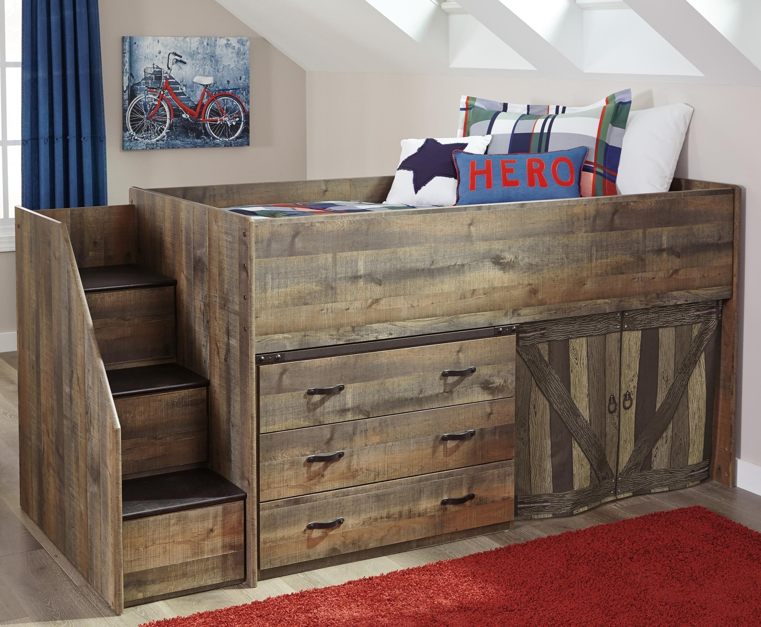 bunk beds with drawers in stairs