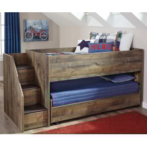 Signature Design By Ashley Trinell Loft Bed With Storage Stairs Caster Bed Prime Brothers Furniture Loft Beds