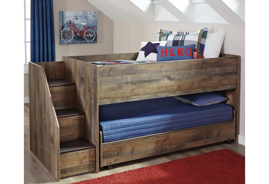 Ashley Signature Design Trinell Loft Bed With Storage Stairs Caster Bed Rooms And Rest Loft Beds Ashley Loft Bed With Stairs