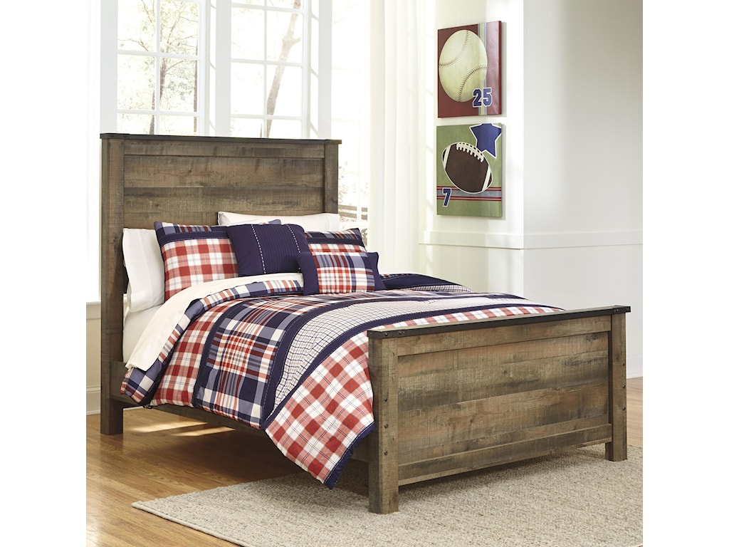 Signature Design By Ashley Trinell Rustic Look Full Panel Bed Royal Furniture Panel Beds
