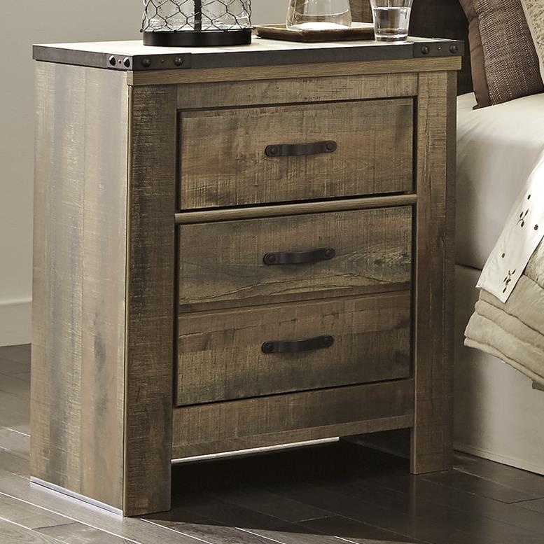 Ashley Signature Design Trinell B446 92 Rustic 2 Drawer Nightstand Dunk Bright Furniture Nightstands