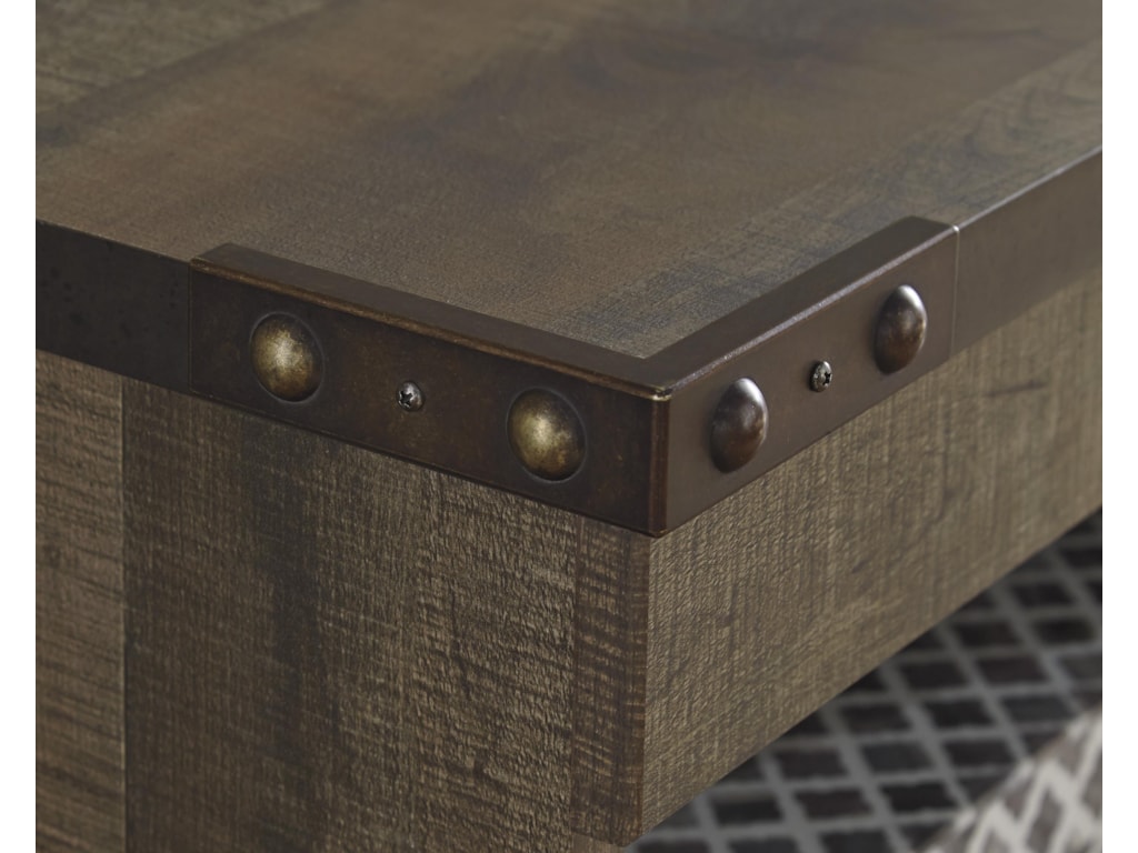 Signature Design By Ashley Trinell Rustic Large Tv Stand 2 Tall Piers W Bridge Sam Levitz Outlet Wall Unit