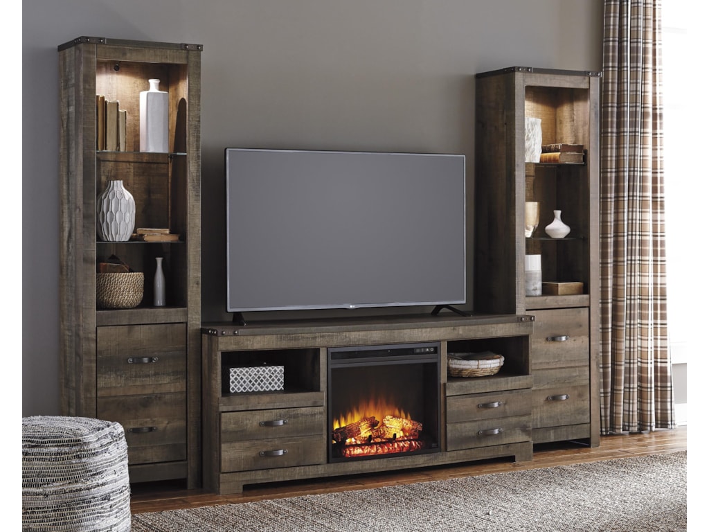 Signature Design By Ashley Trinell Rustic Large Tv Stand W