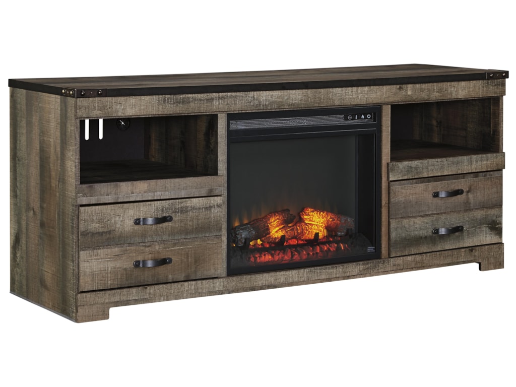 Signature Design By Ashley Trinell Rustic Large Tv Stand With