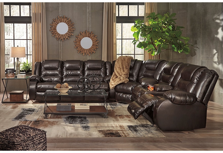 Vacherie Casual Reclining Sectional Sofa With Storage Console By Signature Design By Ashley At Northeast Factory Direct