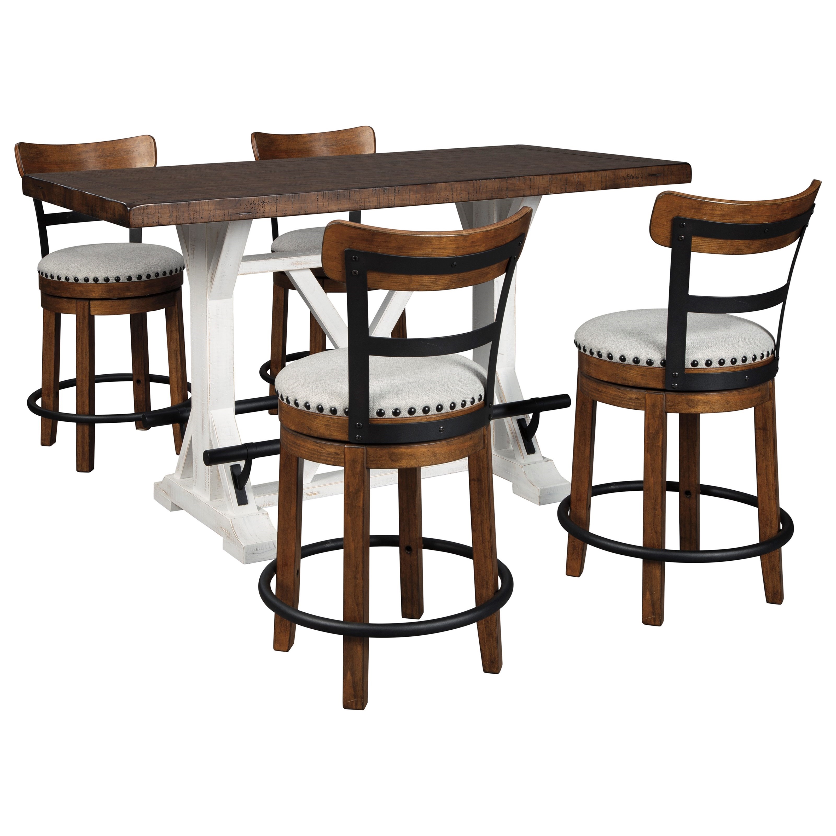 Signature Design By Ashley Valebeck 5 Piece Counter Height Table Set Royal Furniture Pub Table And Stool Sets