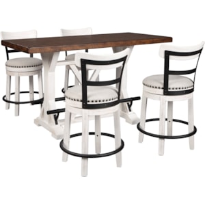 Styleline Valebeck D546 13 4x524 5 Piece Counter Height Table Set Efo Furniture Outlet Pub Table And Stool Sets