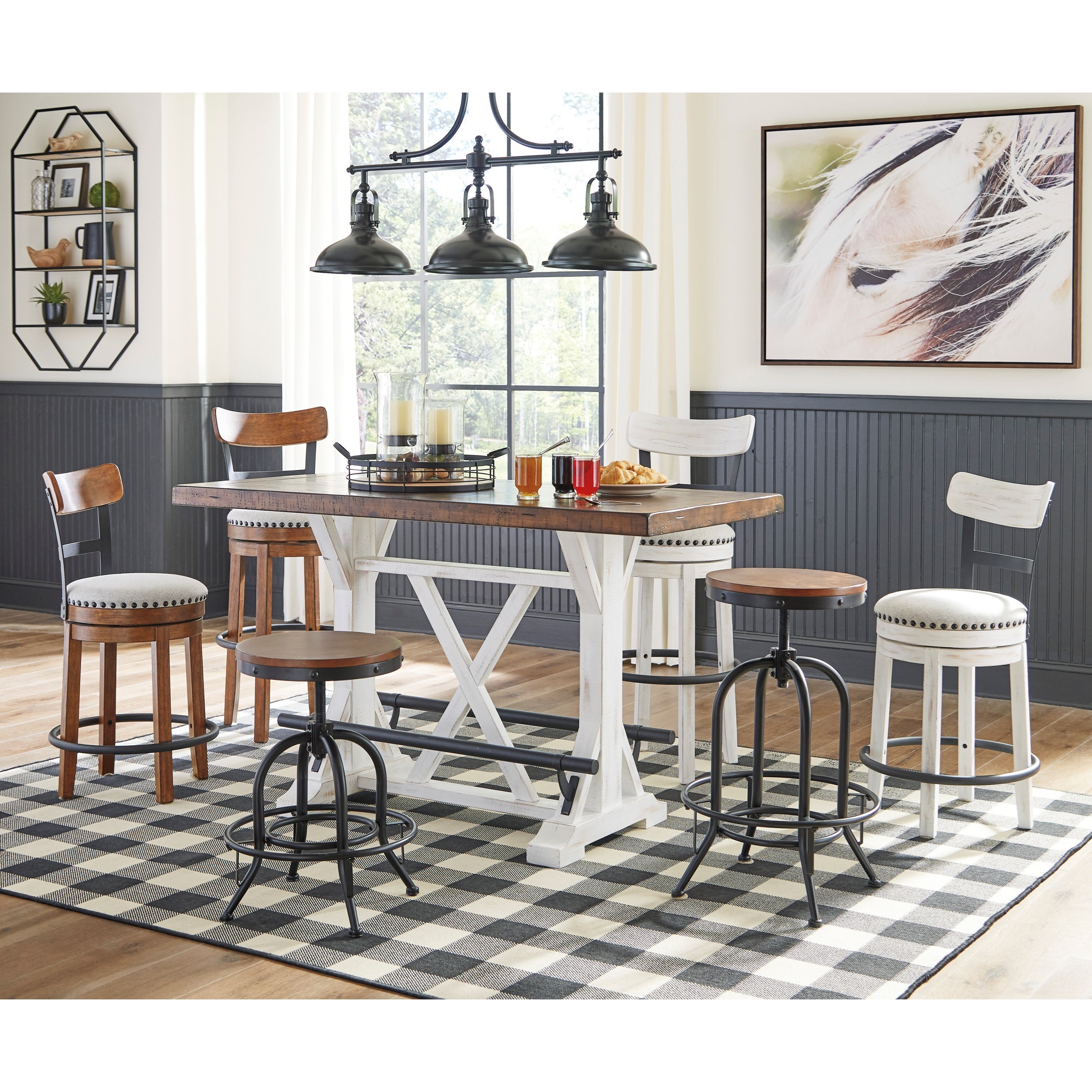 Ashley Signature Design Valebeck Metal Tall Swivel Barstool With Wood Seat Johnny Janosik Bar Stools
