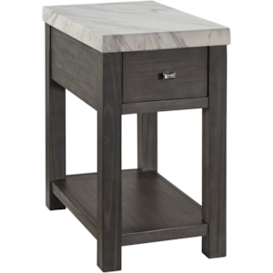Signature Design By Ashley Vineburg T450 7 Chair Side End Table With White Marble Look Top And Built In Outlets Usb Charging Furniture And Appliancemart End Tables