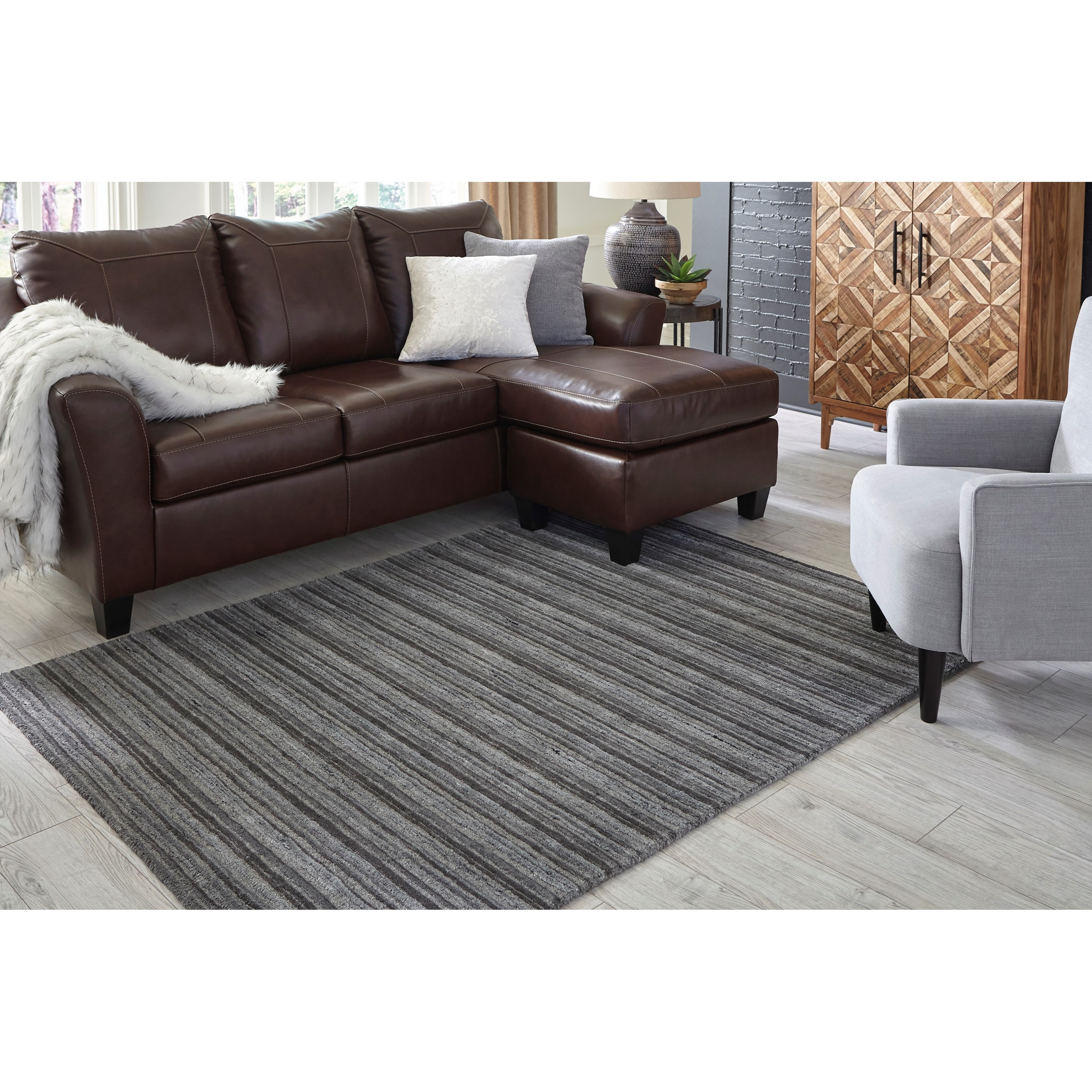 Signature Design By Ashley Casual Area Rugs Kellsey Black Charcoal