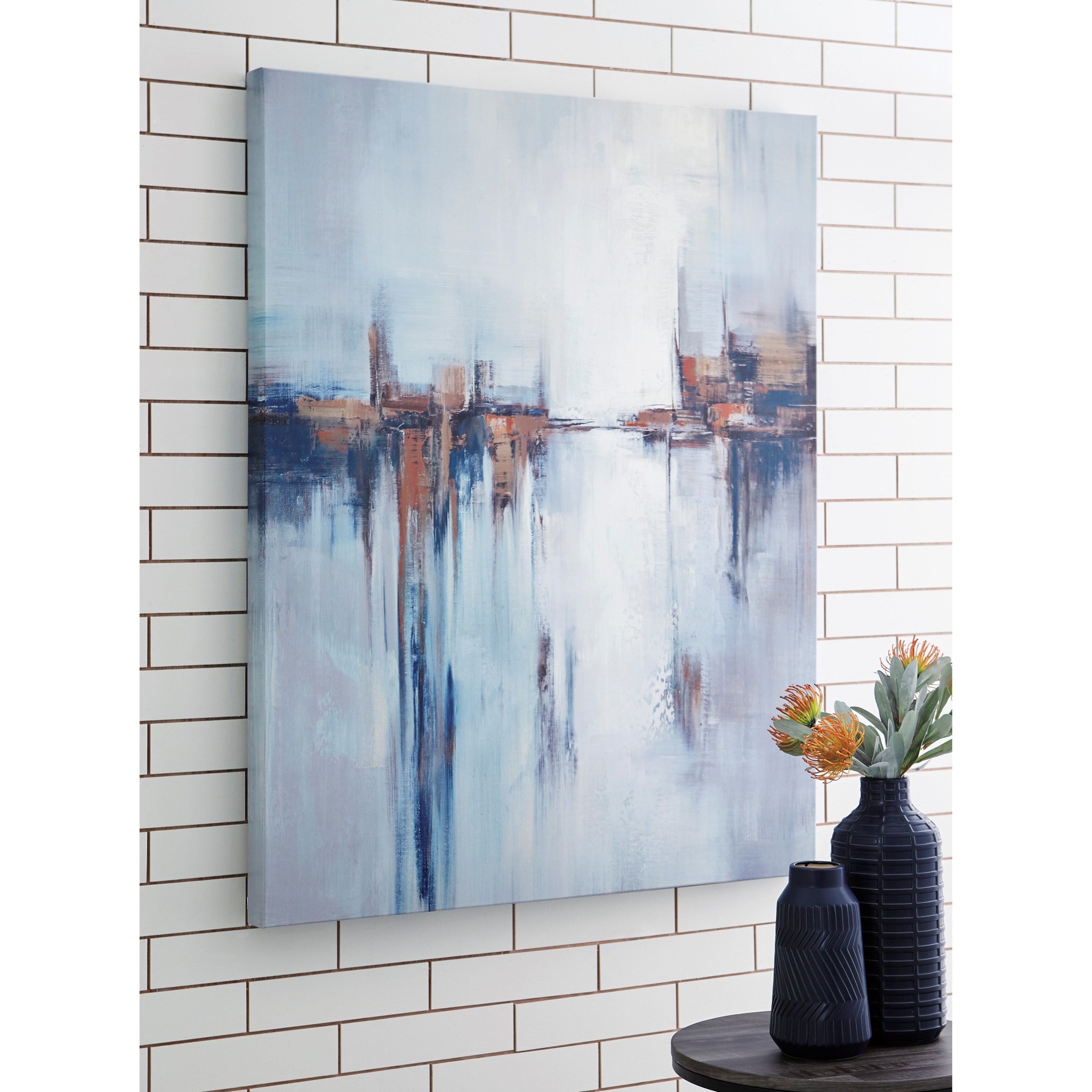Contemporary Blue//Tan Joely Abstract Wall Art Ashley Furniture Signature Design