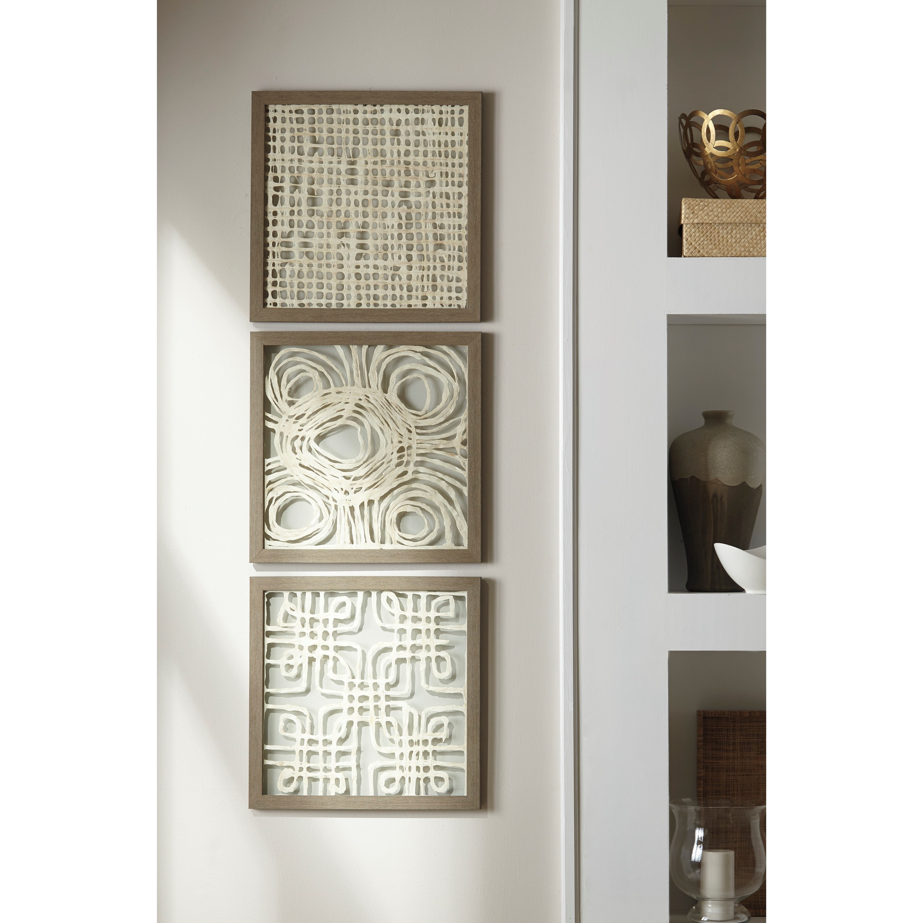 Signature Design By Ashley Wall Art A8010009 3 Piece Odella Cream