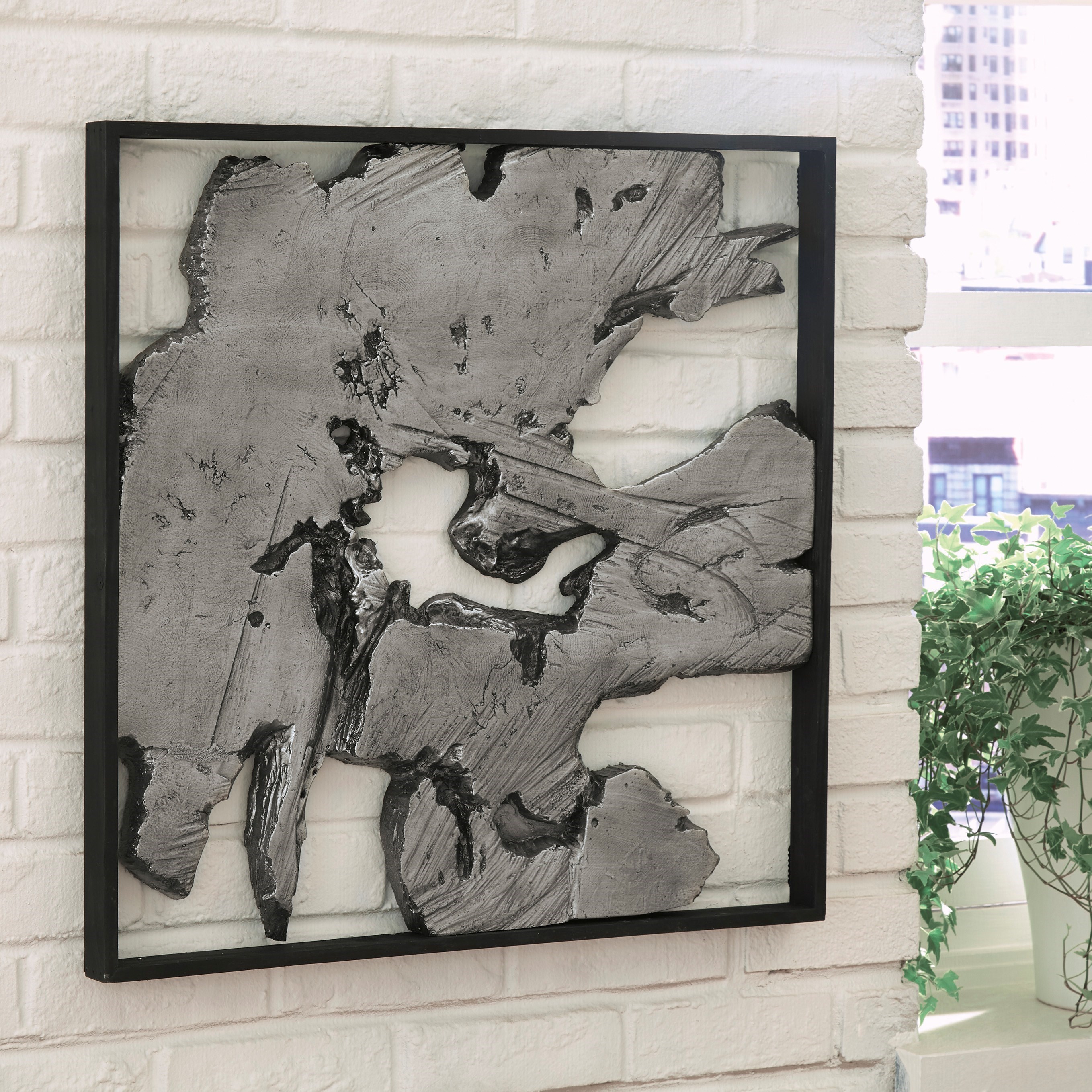 Signature Design By Ashley Wall Art Fabiana Black Silver Finish