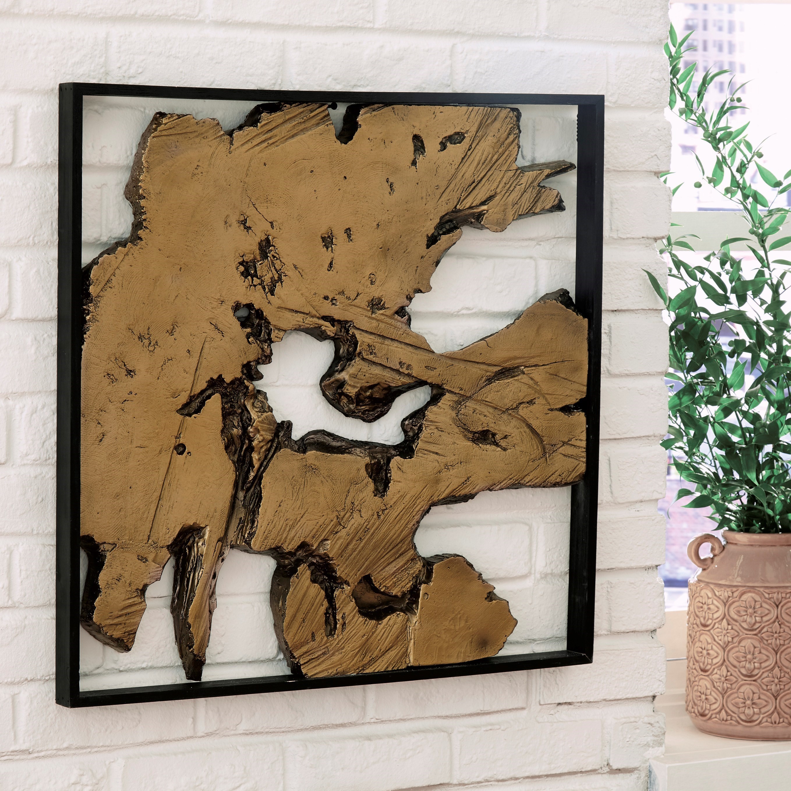 Signature Design By Ashley Wall Art Fabiana Black Gold Finish Wall Decor Reid S Furniture Wall Decor