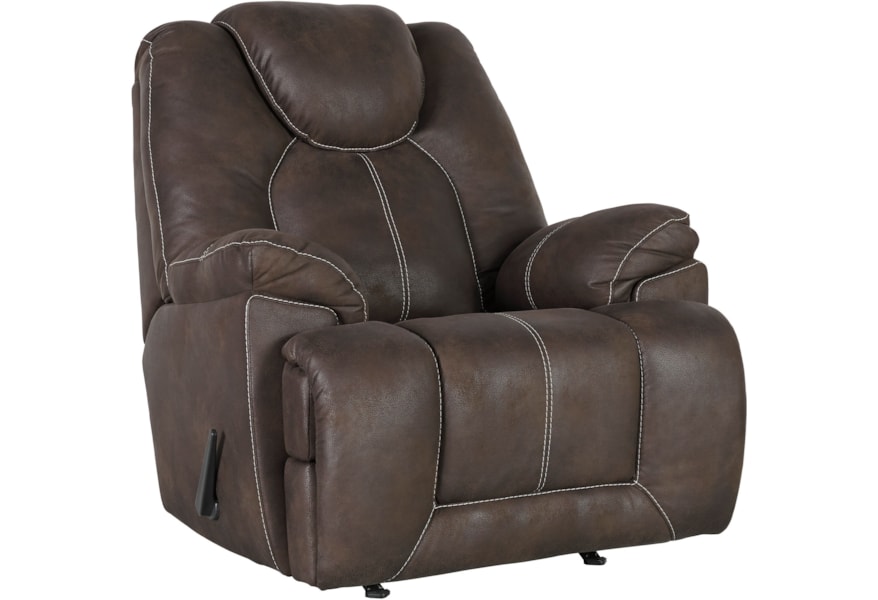Ashley Signature Design Warrior Fortress Faux Leather Rocker Recliner Johnny Janosik Recliners
