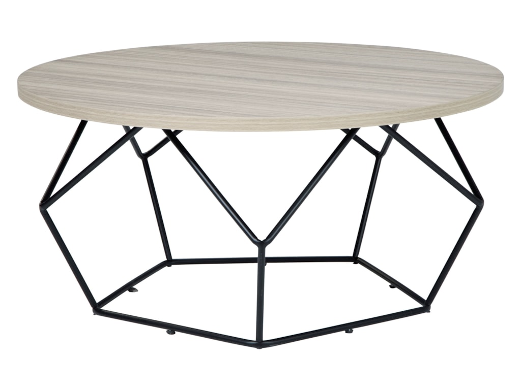 Signature Design By Ashley Waylowe Contemporary Round Cocktail Table Wayside Furniture Cocktail Coffee Tables