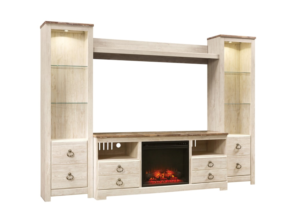 Willowton Entertainment Center With Fireplace Insert Rotmans Willowton Entertainment Center With Fireplace Insert
