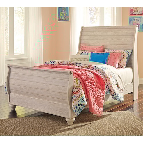 signature designashley willowton full sleigh bed in washed signature designashley willowton full sleigh bed in washed