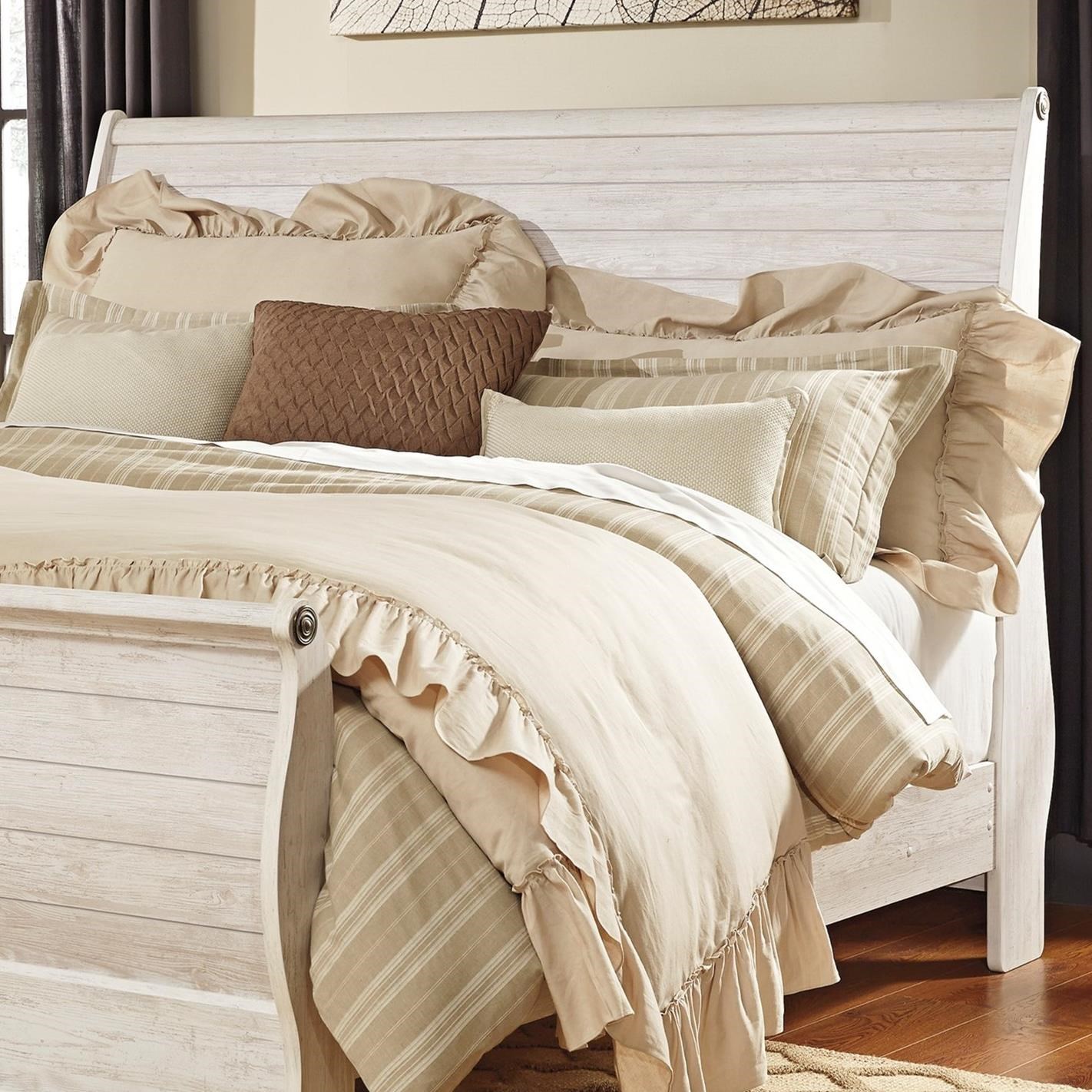 Signature Design By Ashley Willowton King Sleigh Headboard In Washed Rustic Finish Royal Furniture Headboards Shop birch lane for farmhouse & traditional white headboards, in the comfort of your home. willowton king sleigh headboard