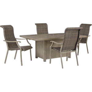 Signature Design By Ashley Windon Barn 5 Piece Rectangular Fire Pit Table Set Rife S Home Furniture Outdoor Dining Sets