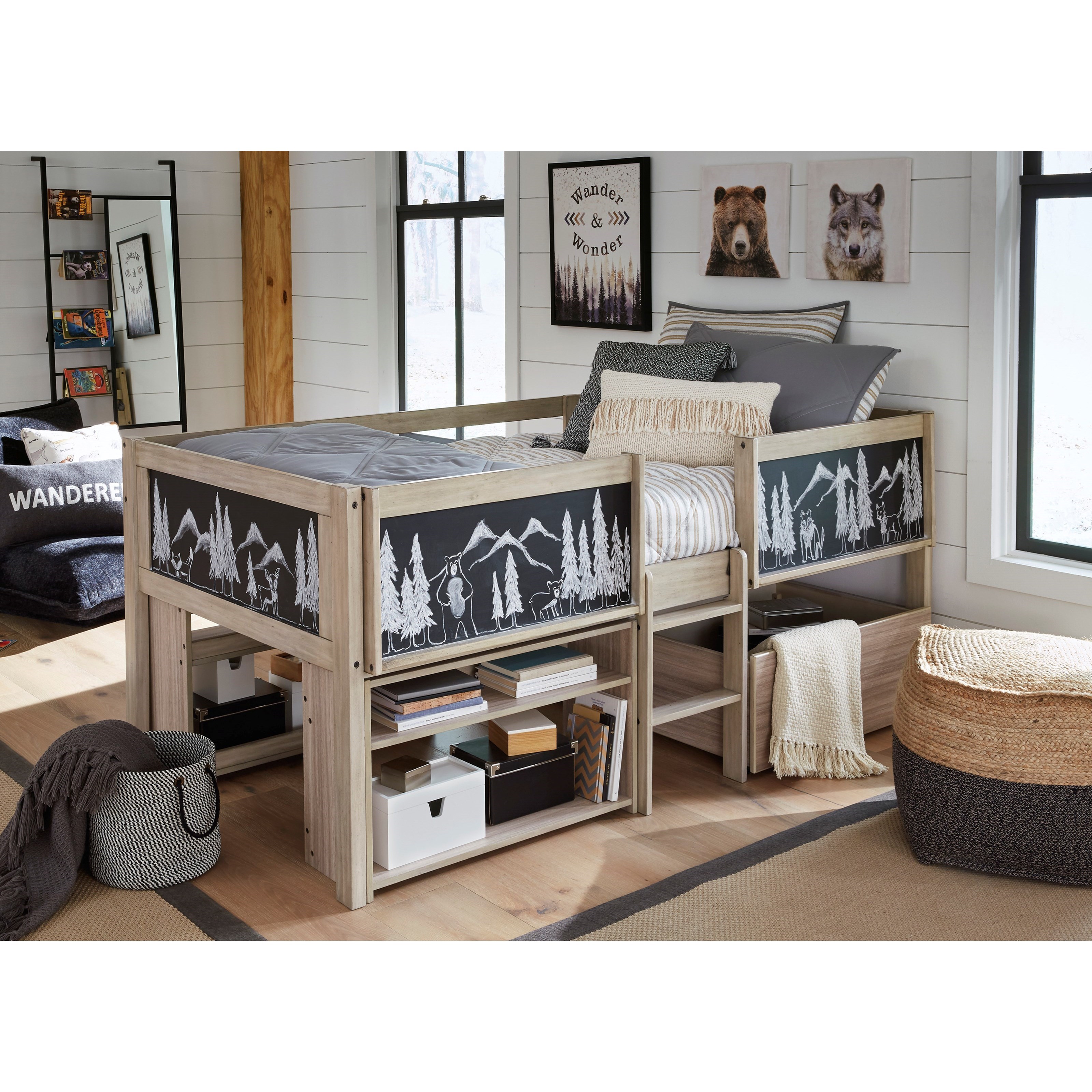 ashley loft bed with storage