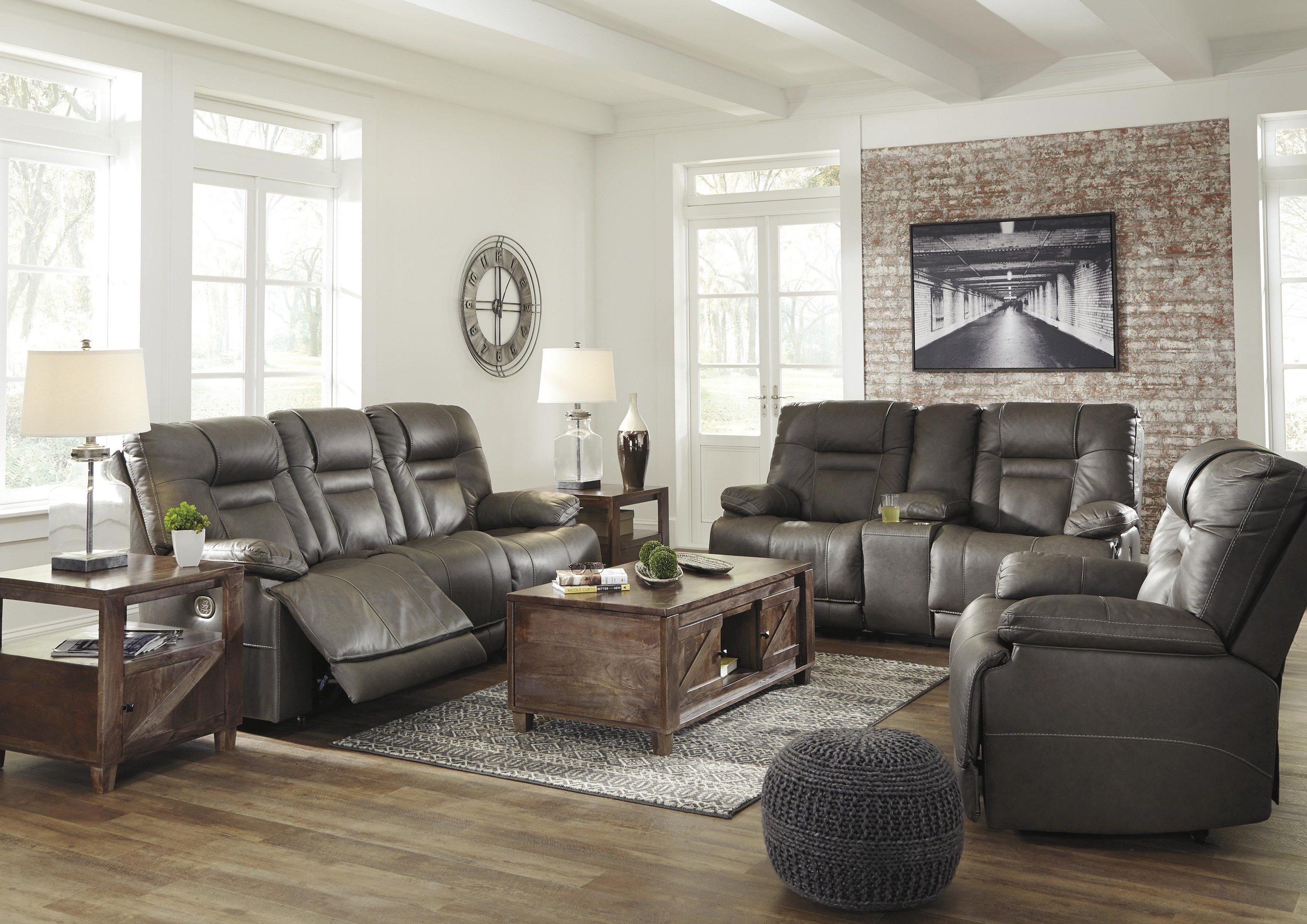 Signature Design By Ashley Wurstrow U5460215 13 Power Recliner Sofa And Power Recliner Set Sam Levitz Furniture Reclining Living Room Groups