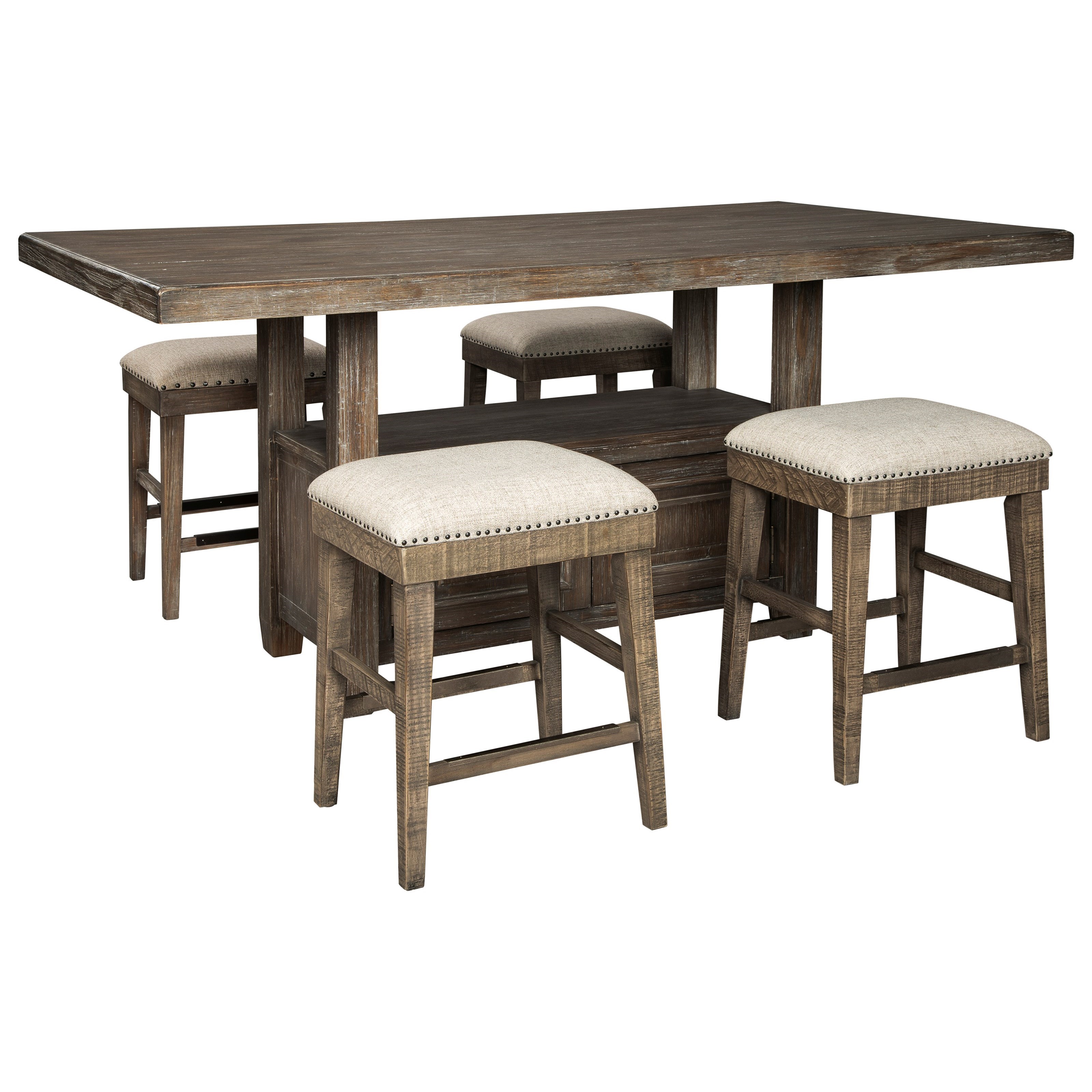 Signature Design By Ashley Wyndahl 5 Piece Rect Counter Table W Storage Set Pilgrim Furniture City Pub Table And Stool Sets