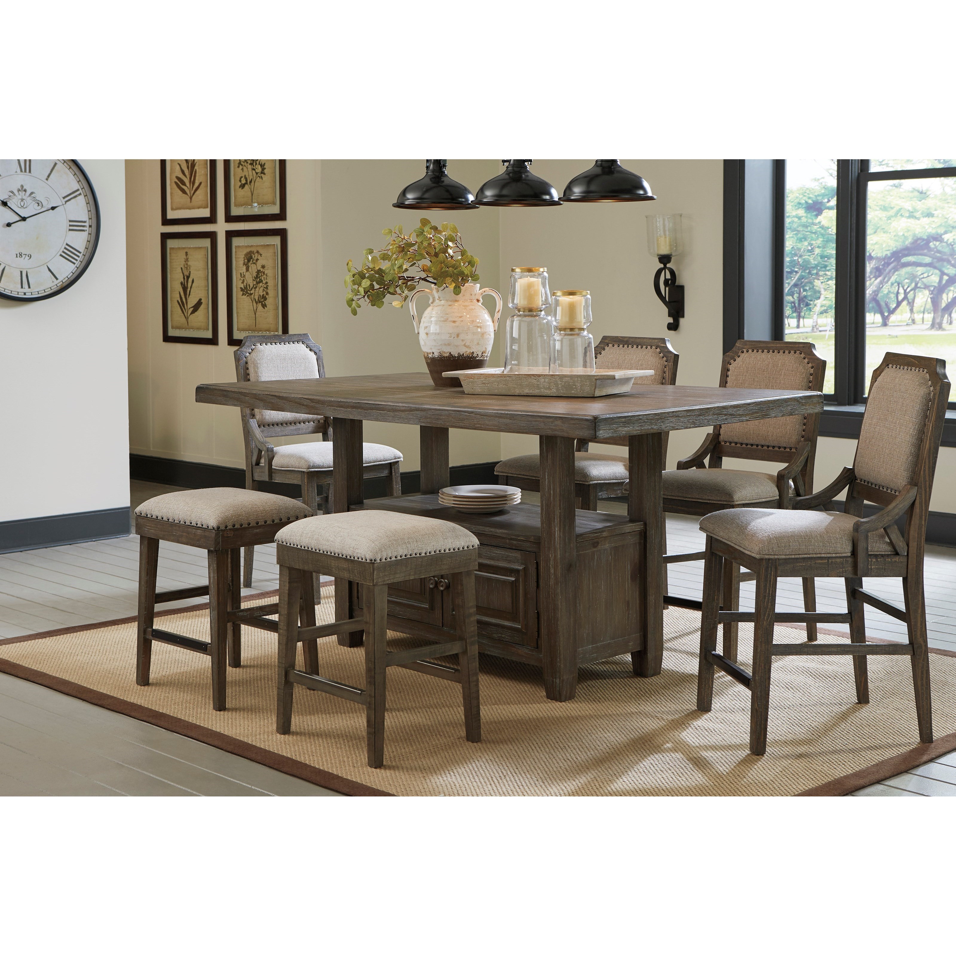 Ashley Signature Design Wyndahl 7 Piece Rect Counter Table W