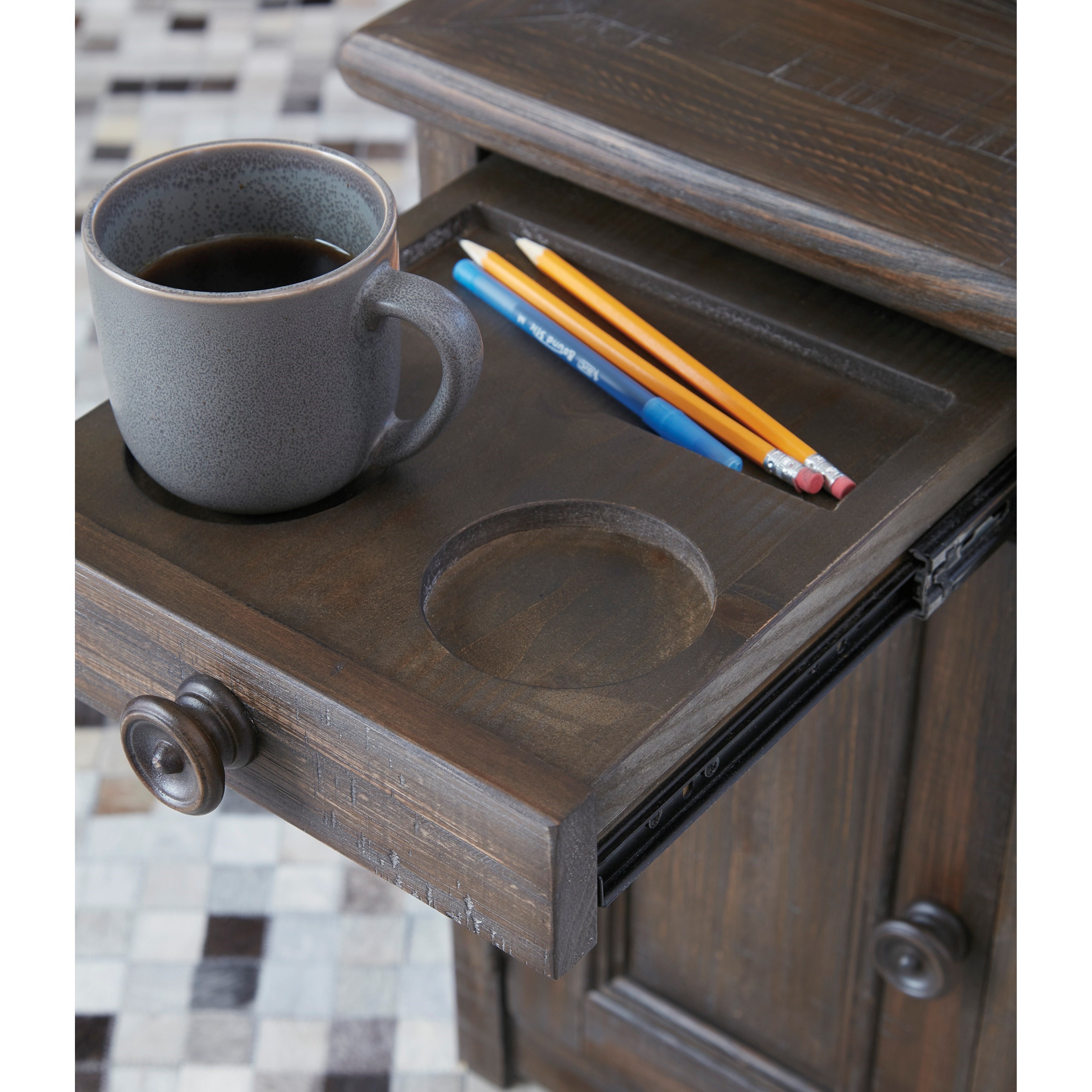 Signature Design By Ashley Wyndahl Chair Side End Table With Cupholders And Usb Charging Royal Furniture End Tables