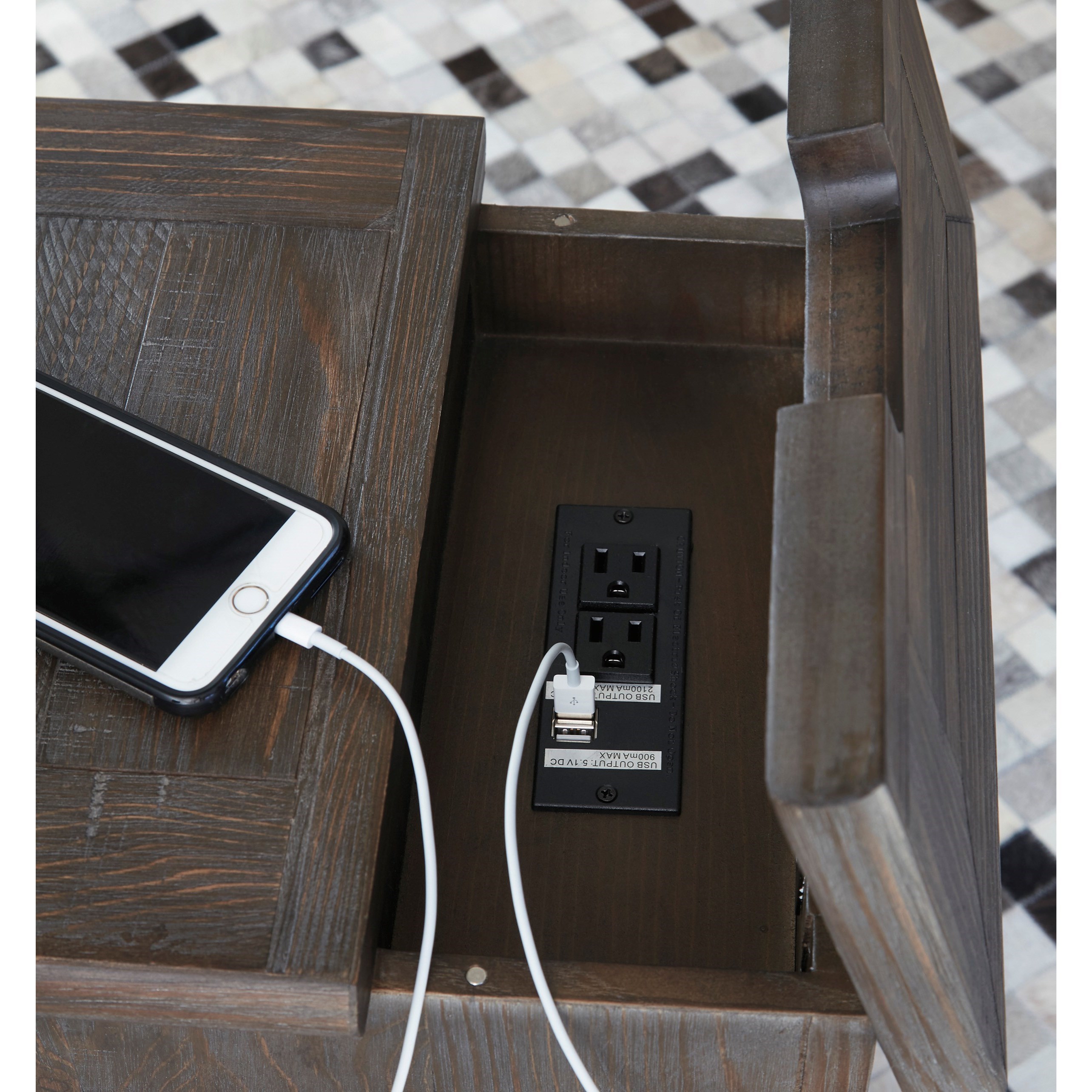 Ashley Signature Design Wyndahl T648 7 Chair Side End Table With Cupholders And Usb Charging Dunk Bright Furniture End Tables