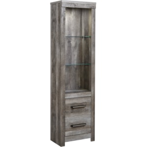 Signature Design By Ashley Wynnlow W440 24 Pier With Glass Shelves Built In Light In Rustic Gray Finish Furniture And Appliancemart Combination Bookcases
