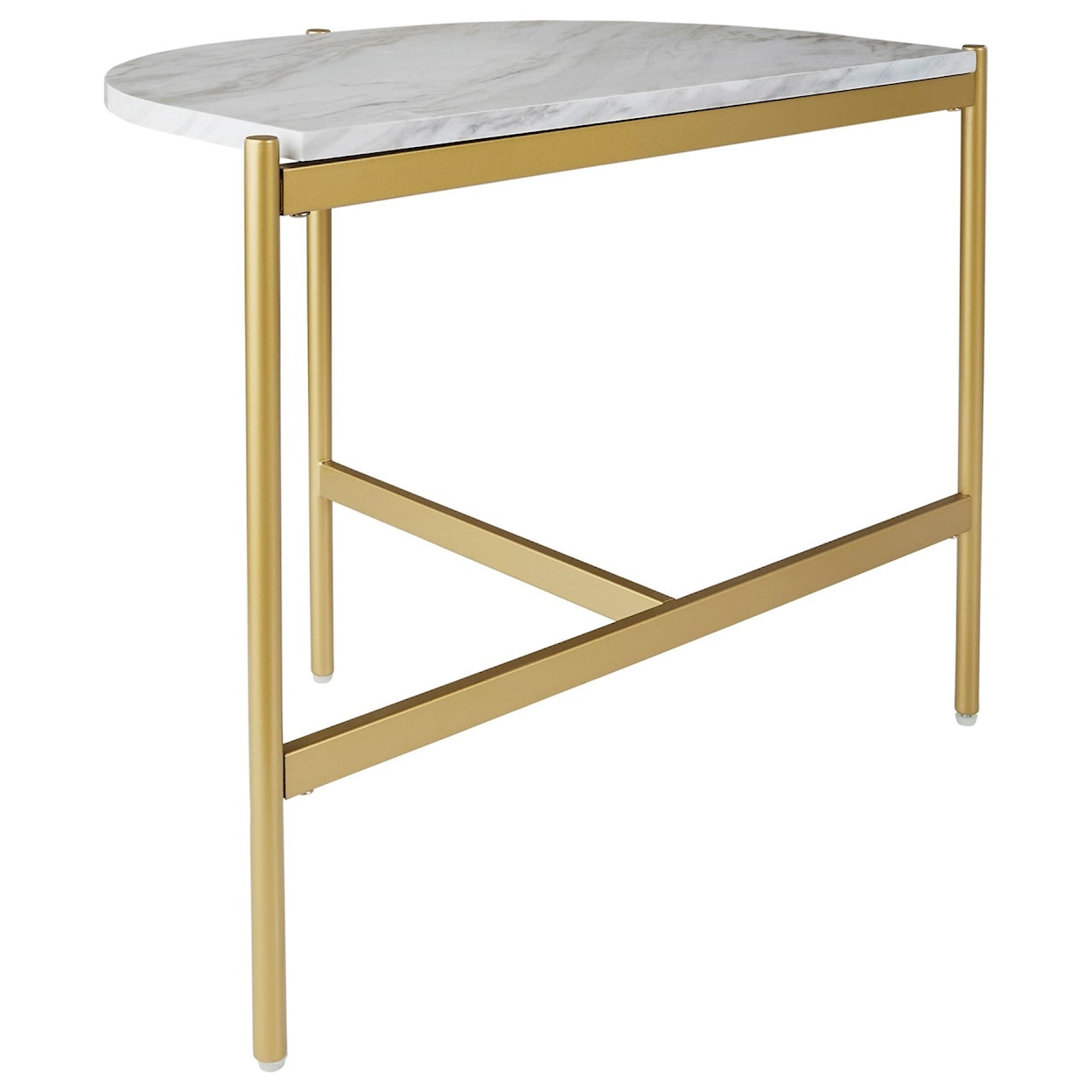 Signature Design by Side Furniture End with Wynora Table HomeWorld Tables | Ashley Top Marble Gold Half-Round End | Chair Faux T192-7 Finish
