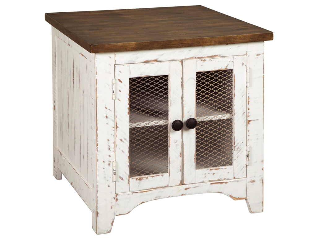 Signature Design By Ashley Wystfield Farmhouse Rectangular End Table With Two Tone Finish Royal Furniture End Tables Signature Design By Ashley Wystfield Farmhouse Rectangular End Table With Two Tone Finish Royal Furniture End Tables