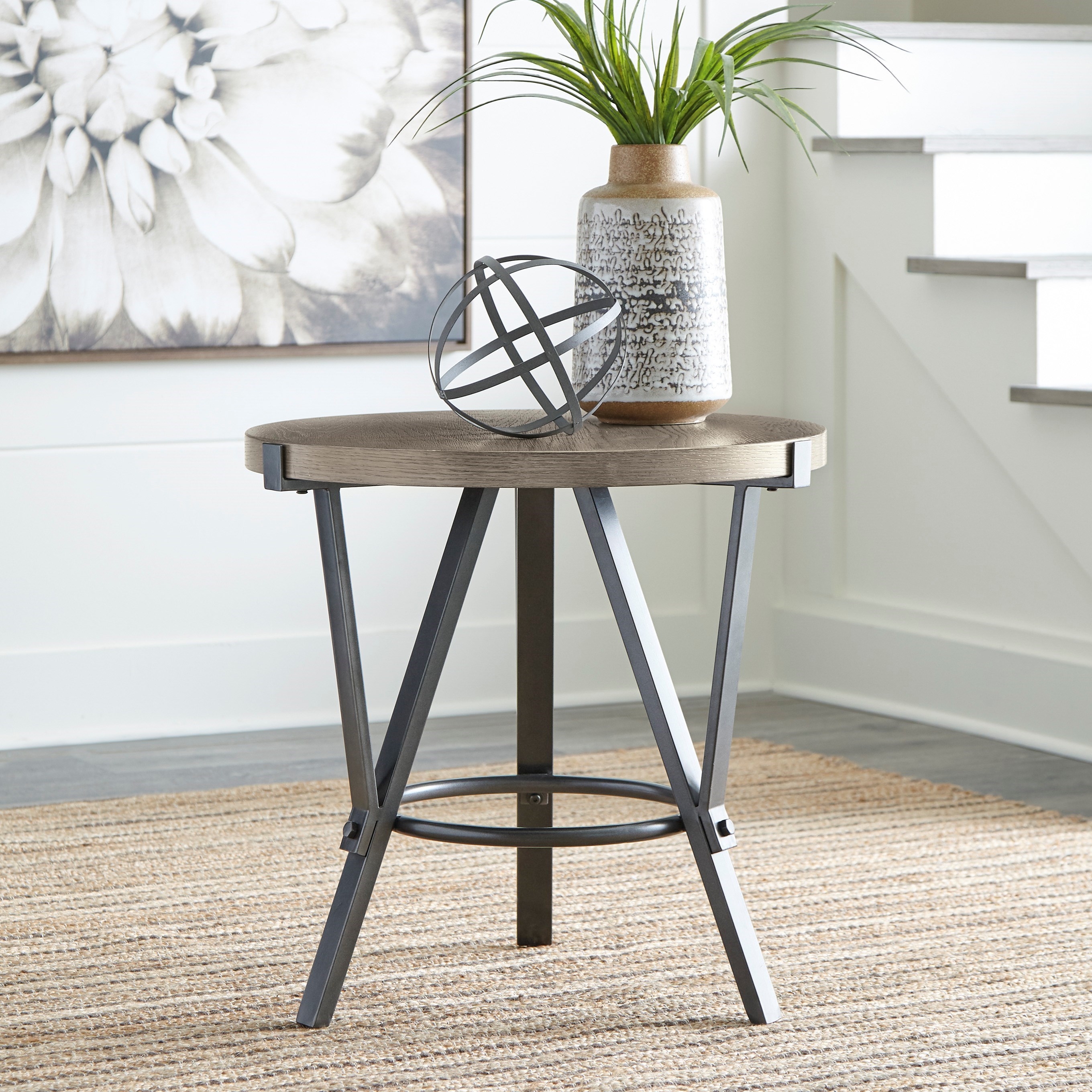 Signature Design By Ashley Zontini Industrial Round End Table With