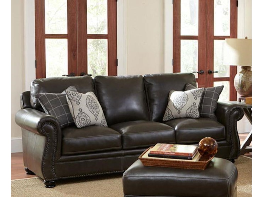 Simon Li Charleston Leather Ii Traditional Sofa With Nail Head Trim Simon Li Charlestontraditional Leather Sofa