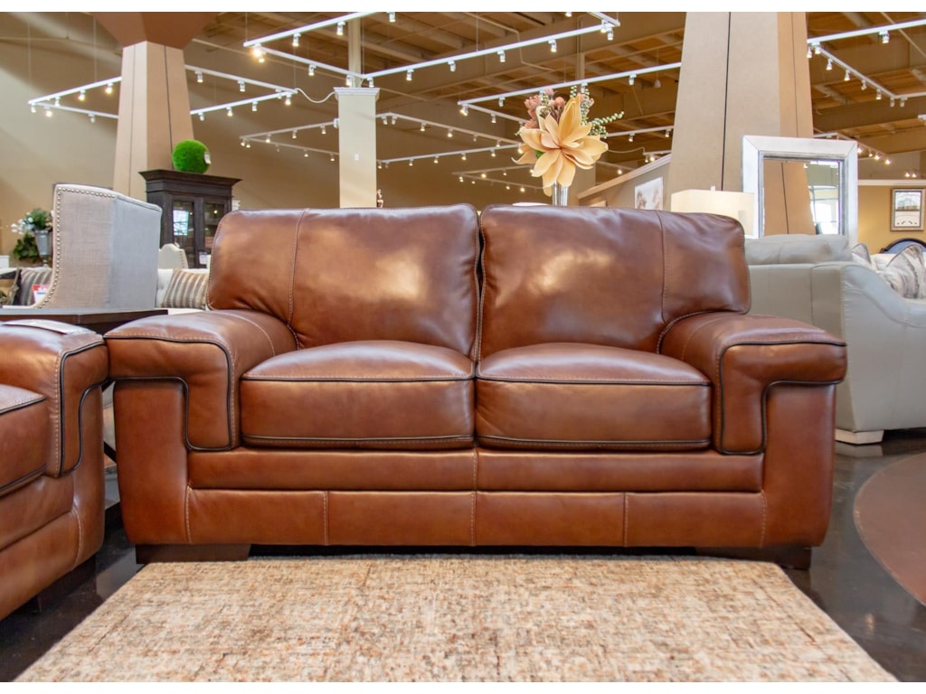 Stampede Chestnut Leather Loveseat By Simon Li At Great American Home