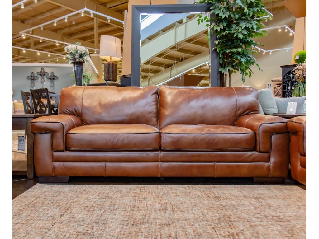 Stampede Chestnut Leather Sofa By Simon Li At Great American Home