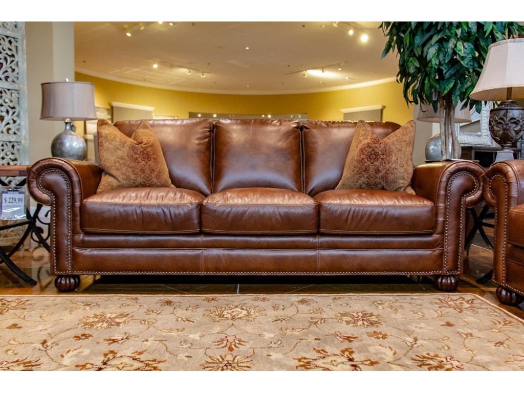 St James Leather Sofa With Noura Fig Throw Pillows By Simon Li At Great American Home