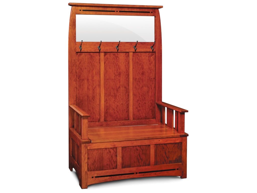 Simply Amish Aspen Kahba48 W Hall Storage Bench With Mirror And