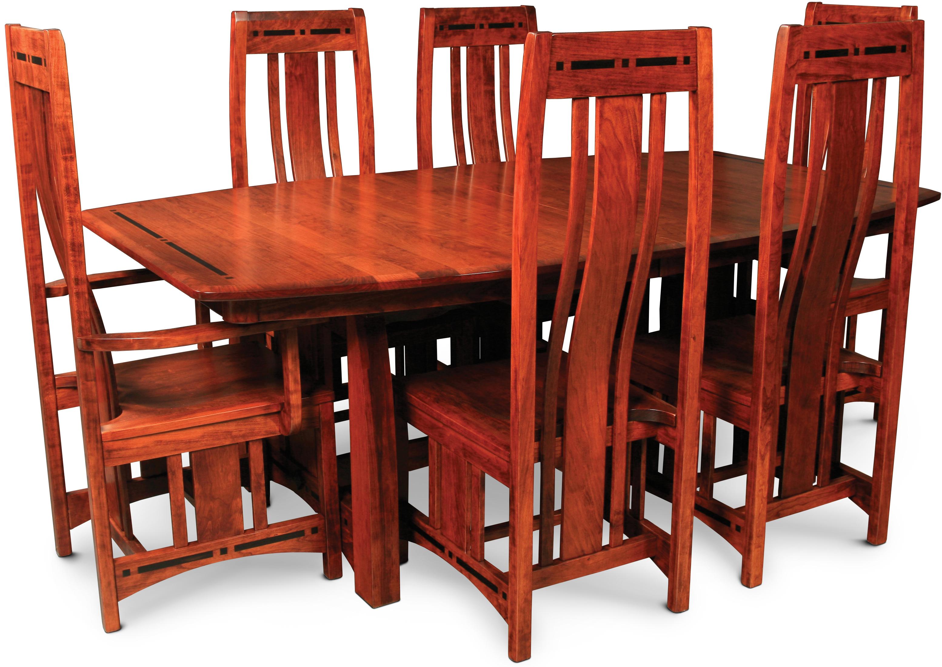 Simply Amish Aspen Msa4880 4 C26 Trestle Table W Ebony Inlays And