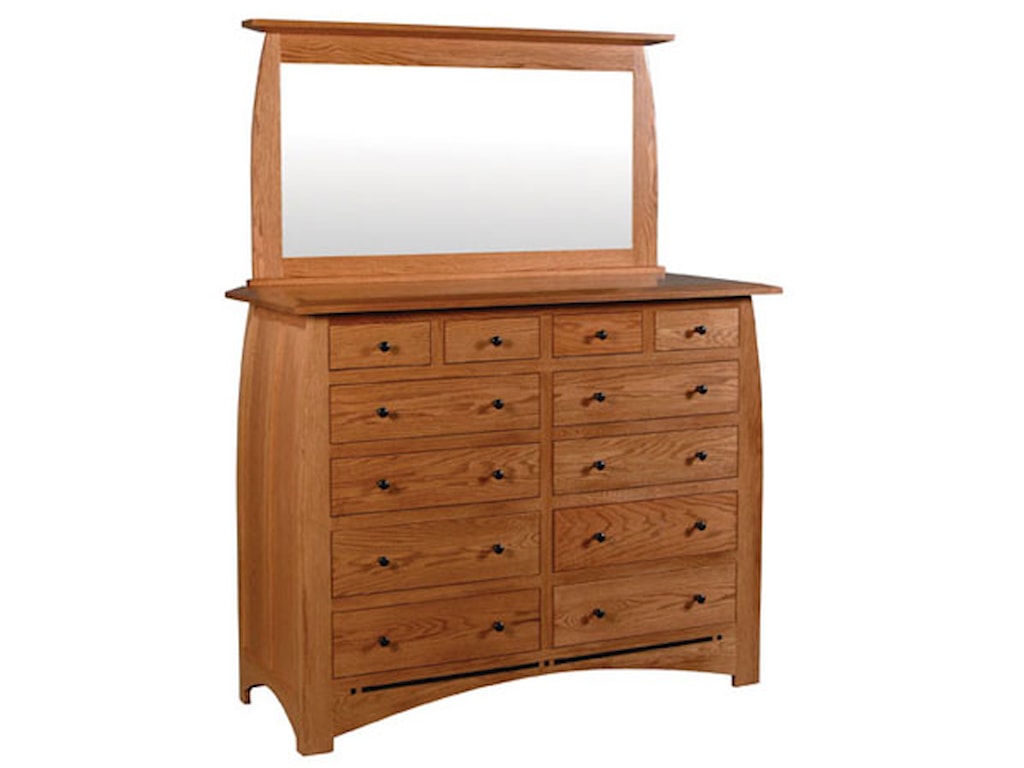 Simply Amish Aspen Eca17012b 12 Drawer Bureau And Beveled Mirror