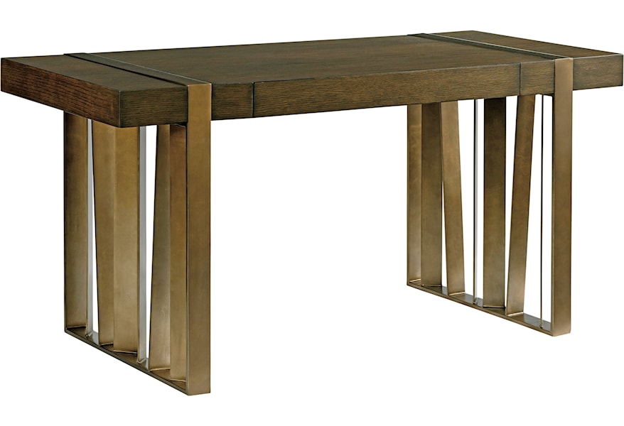 Sligh Cross Effect Contemporary Writing Desk With Asymmetrical Metal Slats Sprintz Furniture Table Desks Writing Desks