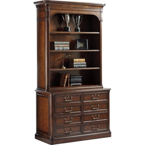 Sligh Richmond Hill 305 450 441 Lanier Bookcase With Led Display Lighting And Four Locking File Drawers Baer S Furniture Bookcase 2 Pc With Hutch