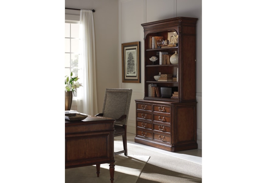 Sligh Richmond Hill 305 450 441 Lanier Bookcase With Led Display Lighting And Four Locking File Drawers Baer S Furniture Bookcase 2 Pc With Hutch