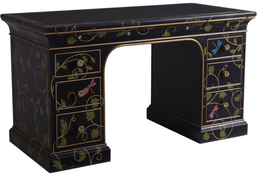 Sligh Studio Designs Enchantment Hand Painted Double Pedestal Desk