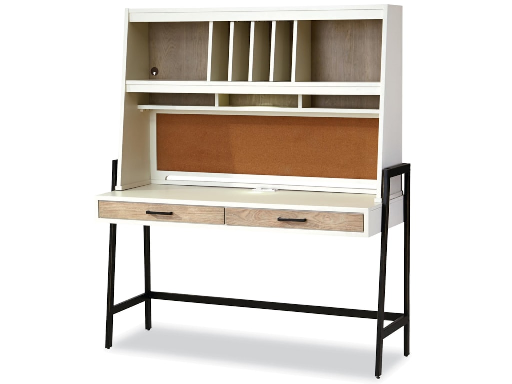 Smartstuff Myroom Metal Frame Desk With Hutch And Corkboard Panel