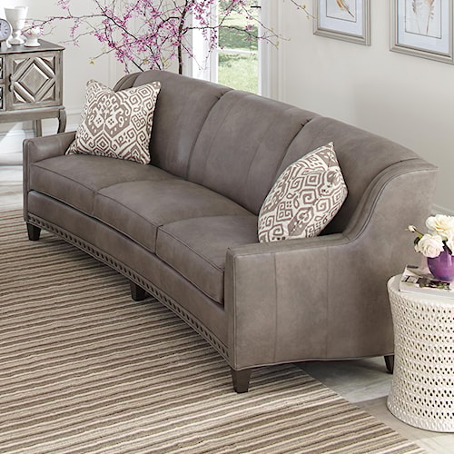 Smith Brothers 227 Slightly Curved Sofa With Sloping Track Arms And Smith Brothers 227 Slightly Curved Sofa With Sloping Track Arms And Nail Head Trim