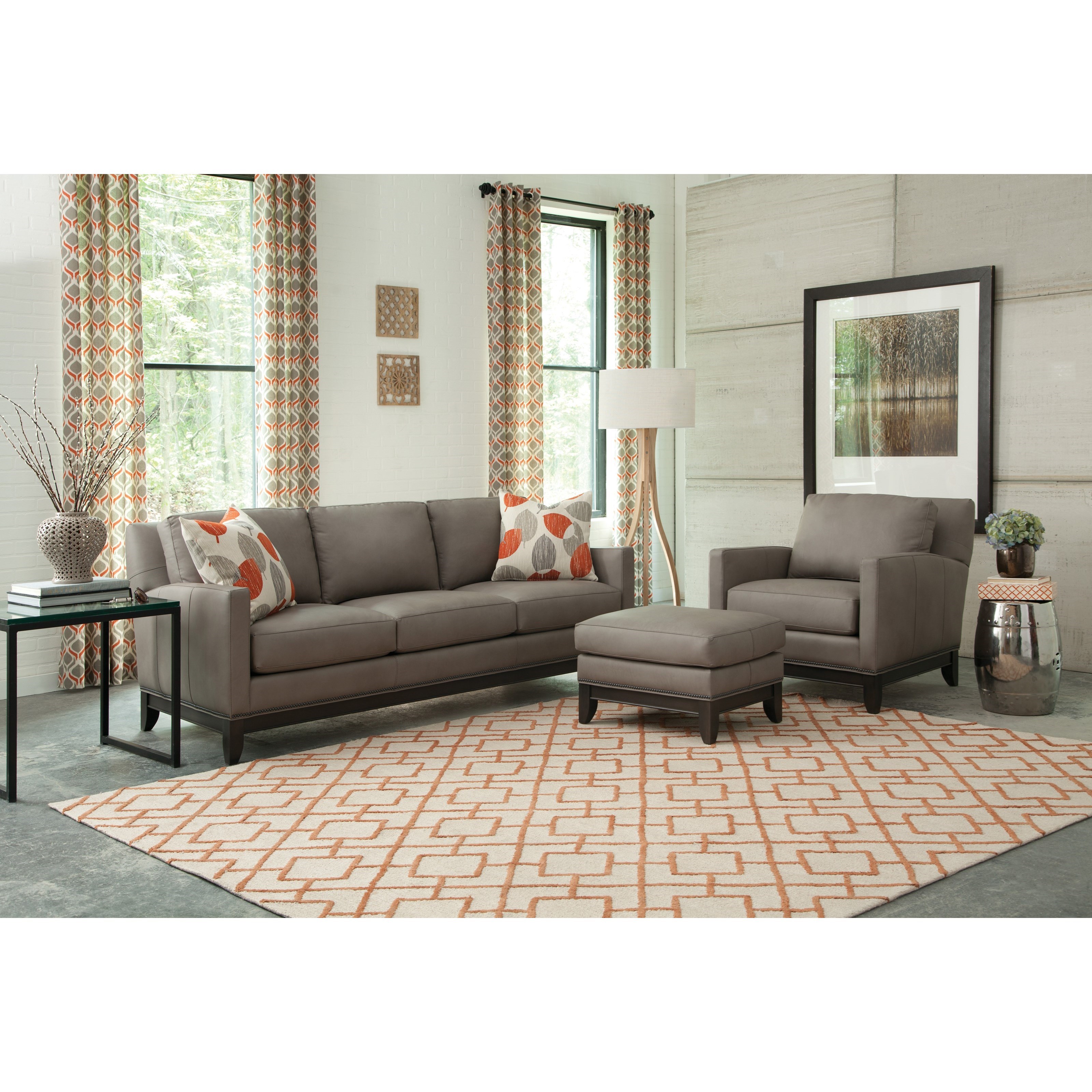 Smith Brothers 238 Transitional Sofa With Nailhead Trimmed Base