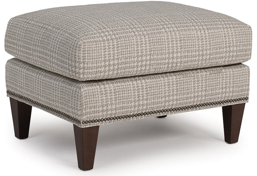 Smith Brothers Hammond Fabric Ottoman With Nailhead Trim Crowley Furniture Mattress Ottomans